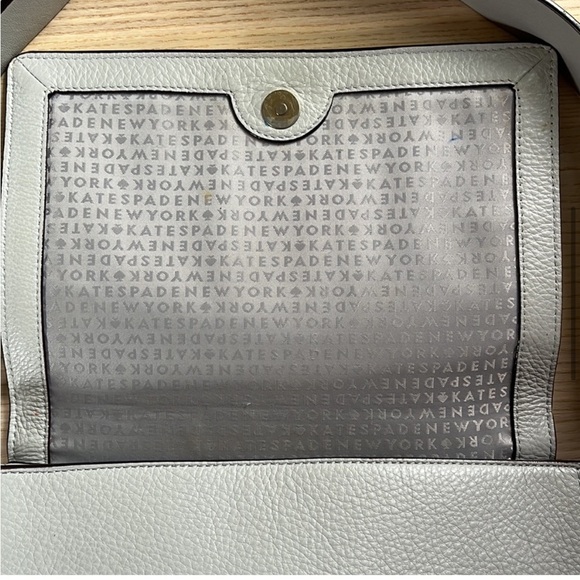 KATE SPADE Light Grey Pebbled Leather Medium Shoulder Bag with Silver Hardware - Picture 8 of 14